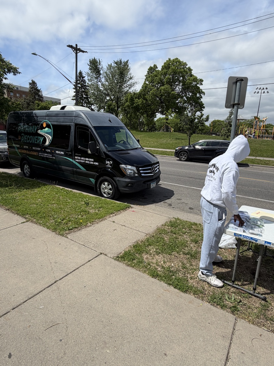Pathway harm reduction outreach van and community supply table